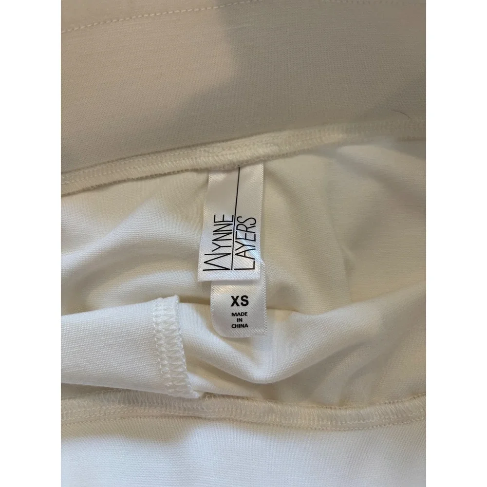Wynne Layers Womens Cream Cargo Crop Pants XS Off White Elastic Waist Stretch - Picture 4 of 7